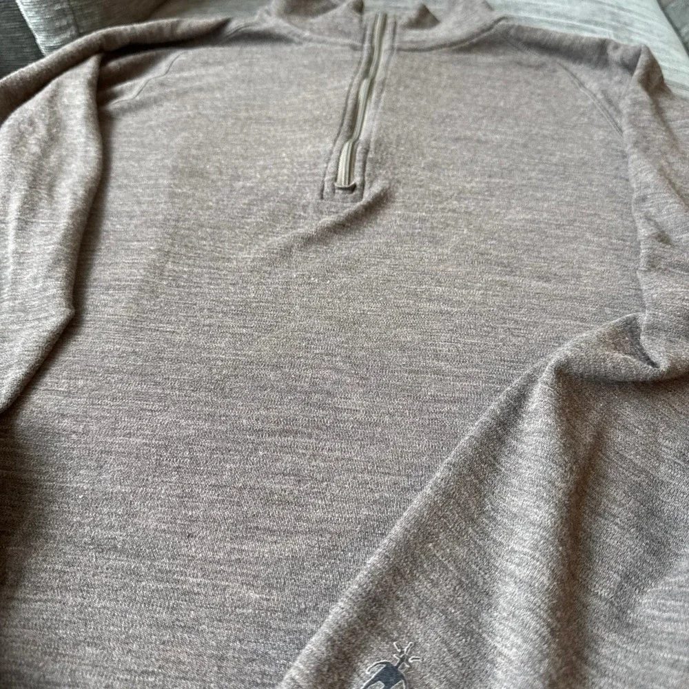 Smartwool Mens XXL 100% Merino Wool Quarter Zip Pullover Heather Brown RN116388